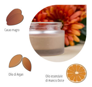 maschera viso al cioccolato ed arancio dolce